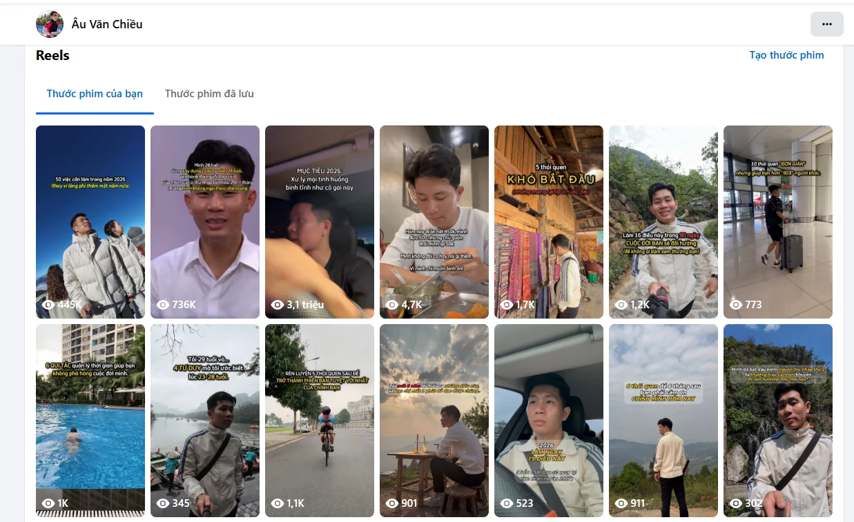 Bộ Facebook Reels của Âu Văn Chiều, từ những khoảnh khắc đời thường